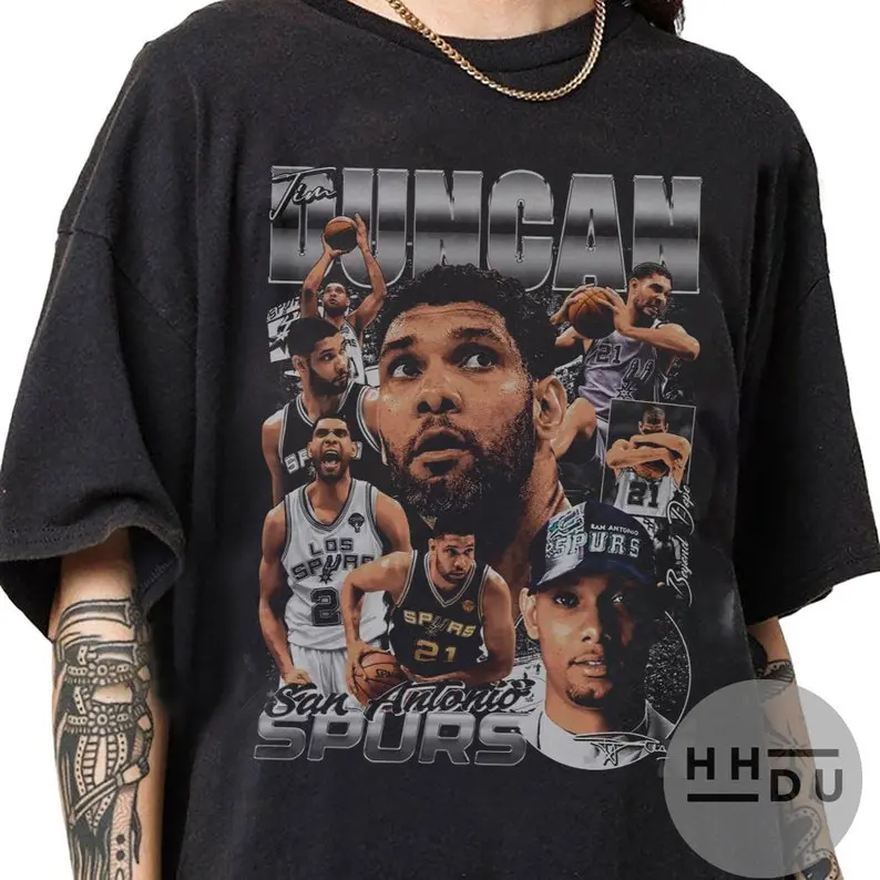 Tim Duncan 90s Vintage Bootleg Style T-Shirt, Classic Retro Graphic Unisex Tee Gift For Men and Women