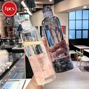 1pc Water Bottle with Straw, BPA Free Lightweight 500ML, Wide Mouth Leak-Proof, Cute Straw Bottle for Men Women, Outdoor Travel, Drinkware