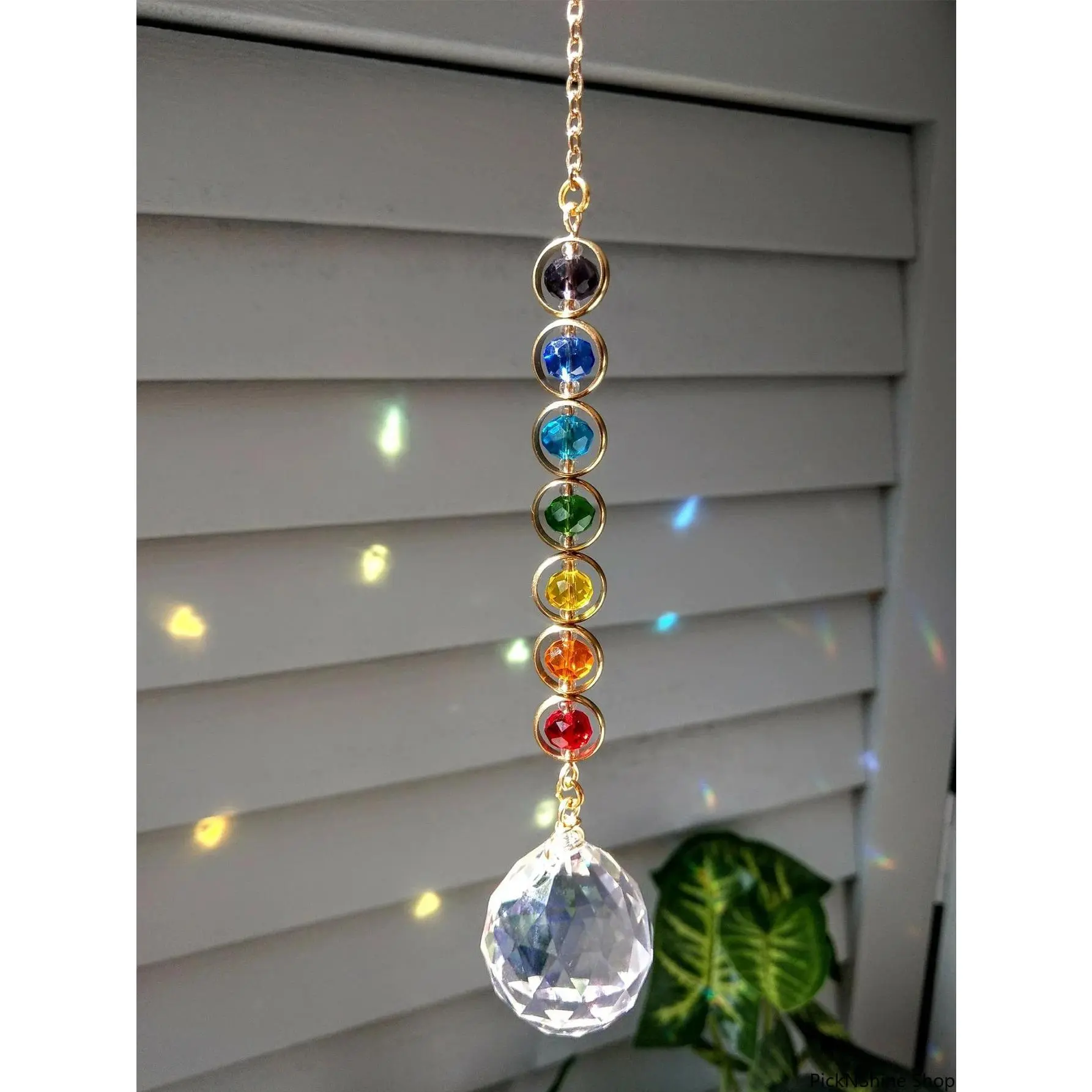 Whimsical Crystal Suncatcher Hanging Mobile - Sunlight-Refracting Window Ornament, Aesthetic Room Decor, Living Room Accent for Indoor Calming Meditation Space Home Decor