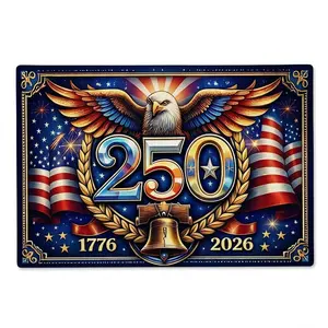 2D American Independence 250th Anniversary Mat, Diatomaceous Earth Material, Non-Slip Rubber Bottom, Indoor Outdoor Use