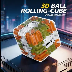 3D Roller Maze Magic Cube Stress Relief Puzzle Toy, Focus Training Fidget Spinner for Kids and Adults, Concentration Training
