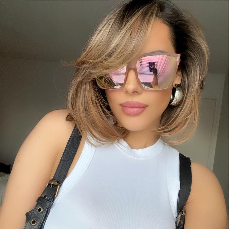 Lauren Brand XXL Oversized Women Sunglasses Flat Top Square Shadz Gafas ROSE Modern Aviator Style Polarized Lenses UV Protection