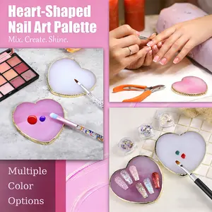 Heart-shaped nail art palette, round and square resin agate pieces, nail painting color mixing plate, nail display board tools, Manicure