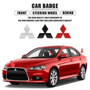 Abs Car Front Grille Emblem Rear Trunk Badge Sticker for Mitsubishi Outlander Lancer Asx Pajero Delica Evo Colt Triton
