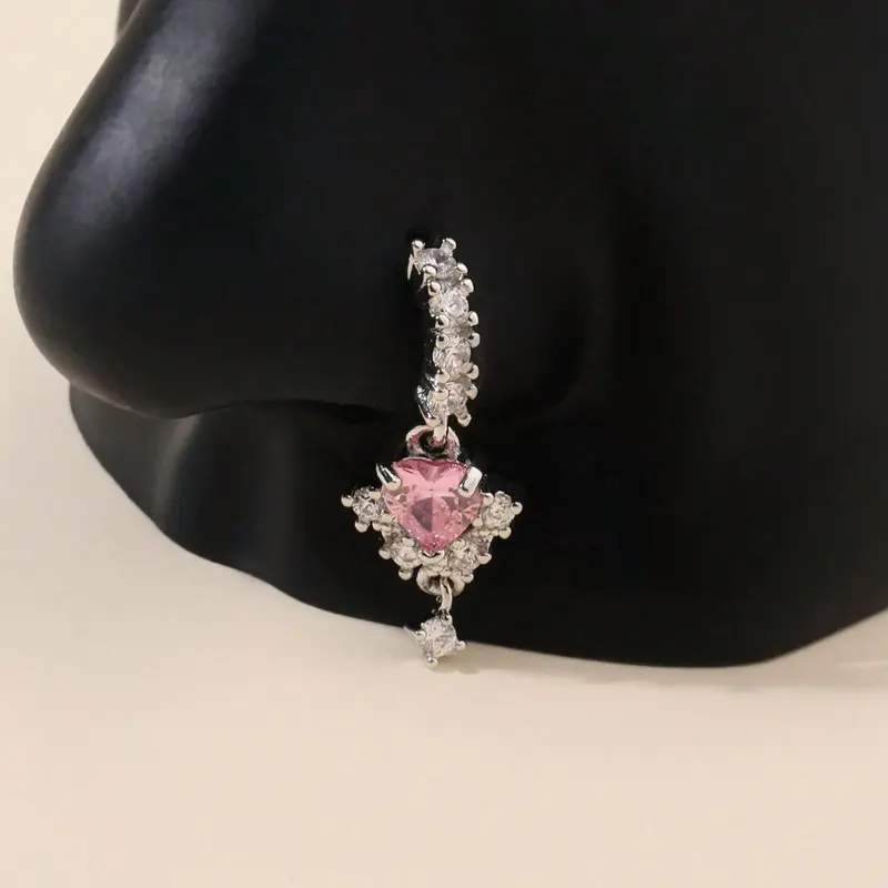 Elegant Rhinestone Decor Nose Ring, Nose Piercing Jewelry, Fashionable Nose Ring for Women & Girls, Chic Body Jewelry for Party, Daily Clothing Decor, Trendy All-match & Exquisite Jewelry for Gift, Rhinestone Nose Rings