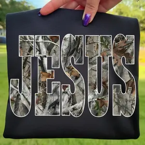 Jesus Gray Camo Design: Retro Jesus ShirtCamo Jesus Religious Christian Sublimation T shirt