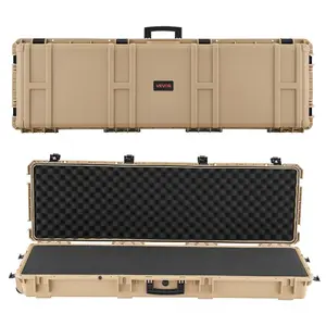 summervibes 52-in Large Size Heavy Duty IP67 Rated Lockable Case, Pre-cut Foam Gun Storage with Wheels, Waterproof Dustproof Hand Tool Case for Shotguns, Airsoft Guns, Khaki
