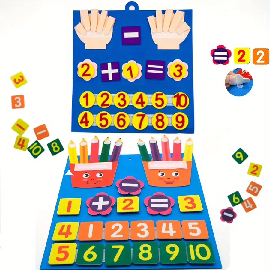 2 Pcs Kid Pencil Shape Toys Felt Finger Numbers Math Toy Children Counting Early Learning for kids Intelligence Develop Christmas Gifts