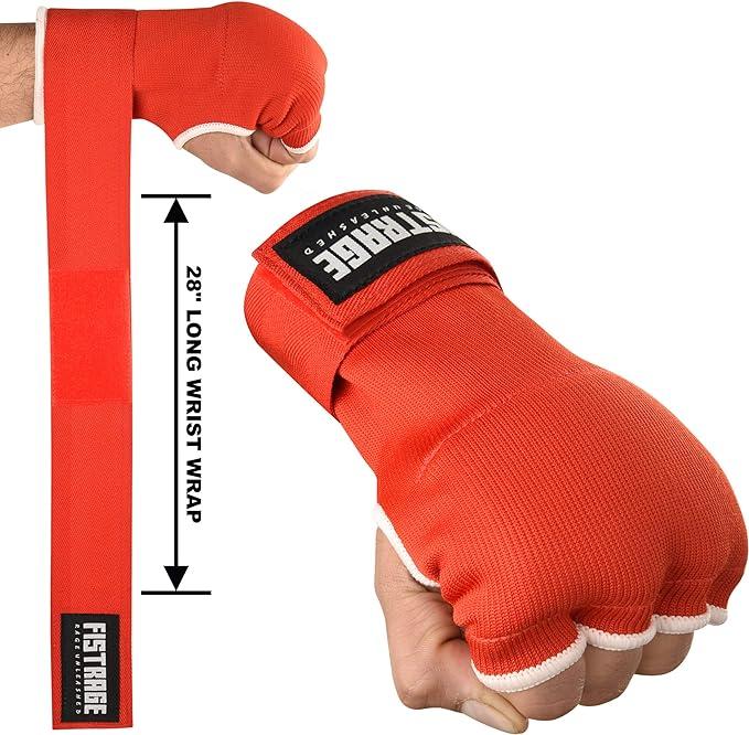 FISTRAGE Boxing Hand Wraps Inner Gloves for MMA & Kickboxing - Gel-Padded V-Foam, Elasticated Padded Cotton Bandage, Long Lasting Velcro Closure, Supportive Fit