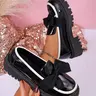 Sweet Cool Bow Thick Sole Women's Loafers, Casual Wear Shoe, Pu Leather Loafers, Glossy Patent Leather, Soft Cute Bows, Height Increasing Comfortable Leg Lengthening, Versatile Shoes