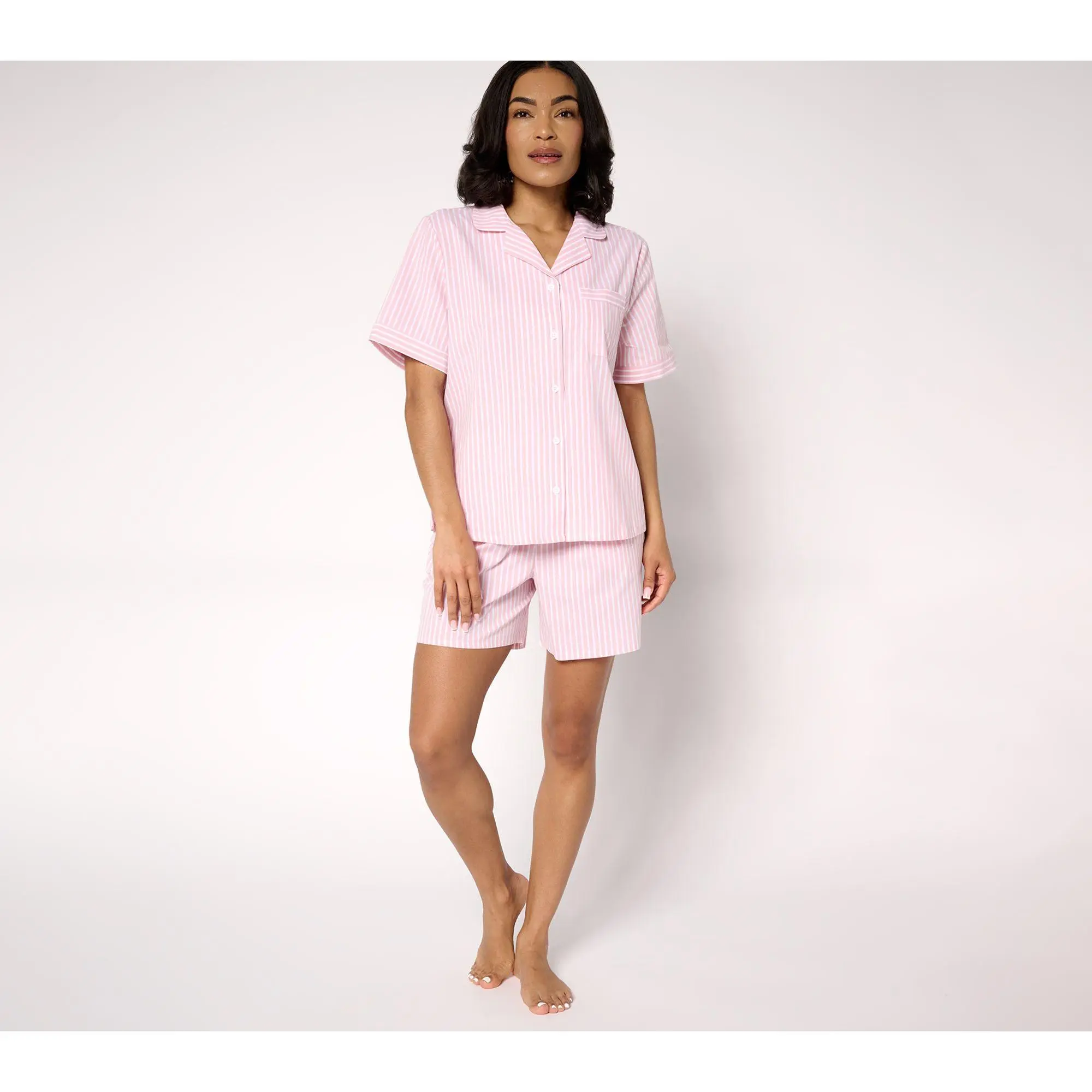 Berkshire Homewear 100% Cotton Poplin Notch Collar & Short PJ Set Berkshire Homewear 100% Cotton Poplin Notch Collar & Short PJ Set