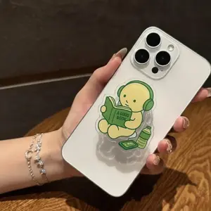 Cute Green Aesthetic Phone Grip Holder for Daily Routine Habits Minimalist Self Care Gift for Office Workers and Students