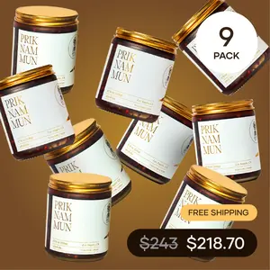 White Elephant Prik Nam Mun - 9 PACK | Premium Thai Chili Crisp (8 oz) | Artisanal Chili Crunch with Extra Virgin Olive Oil, Organic Shallots, Garlic & Truffles | Gourmet Hot Chili Oil