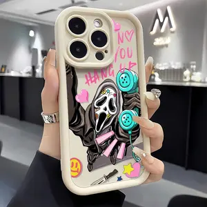 Halloween Funny Ghost Pattern TPU mobile phone case Suitable for iPhone 16ProMax 15 14 13 12 11 Plus cases camera full protector fashion high quality design fingerprint resistant gift anti drop durable