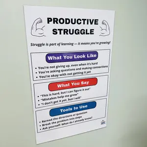 Productive Struggle Anchor Chart | Positive Mindset Classroom Poster | Middle School SEL Resources | Laminated Productive Struggle | SEL Anchor Chart