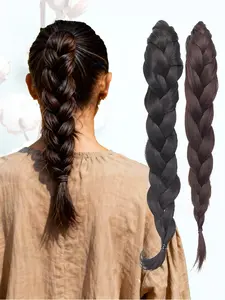 KAIRIYA Handmade Braided Ponytail Clip-On - Woven Synthetic Hair Extension, Synthetic Clip Hairpiece for Women, Perfect for Holiday Parties & Everyday Wear