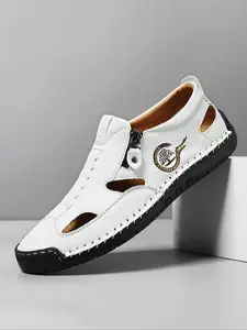 Men's Casual Zipper Design Round Toe Sandals, Fashionable Breathable Comfortable Sandals for Summer, Lightweight Breathable Shoes for Daily Wear, Boy, Casual Lifestyle Footwear