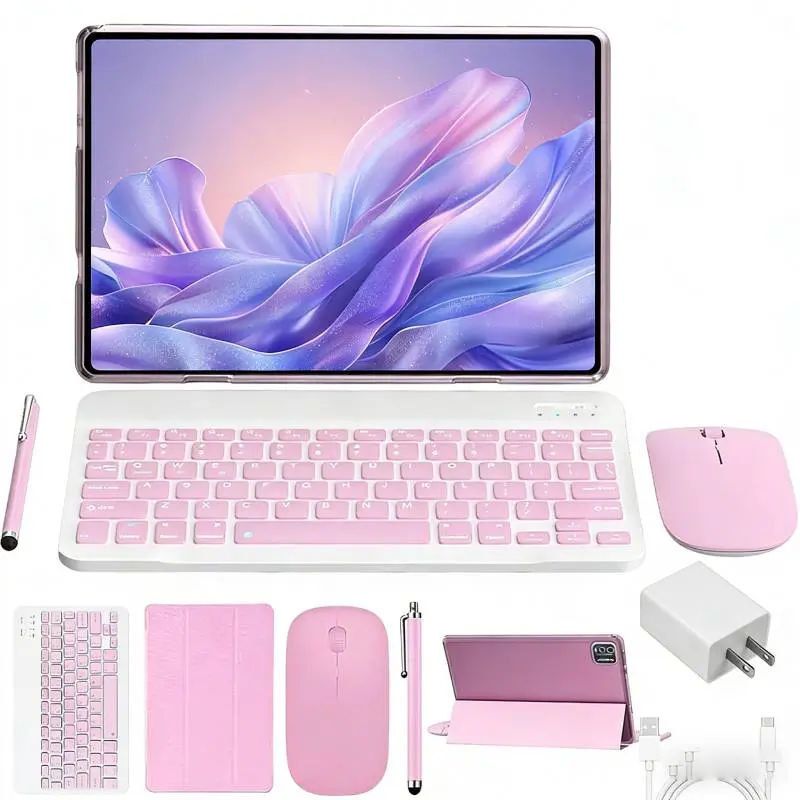 【Summerfinds】Android 15 Tablet 10.1", Tablet with Keyboard Mouse Stylus & Case, 4GB RAM 64GB ROM, Dual SIM, 1280x800 IPS, 13MP Camera, 5000mAh,for Valentine’s Day Gift