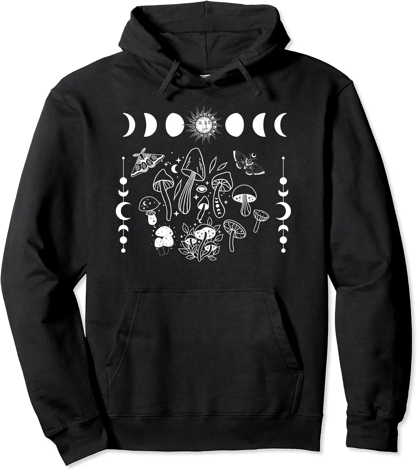 Cottagecore Celestial Boho Mystical Sun Luna Moth Mushroom Pullover Hoodie - Jacobjbt Shop 27B0BV661DJJ