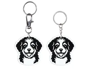 Bernedoodle Keychain Set of 2 Dog Breed Keychain Split Ring Lobster Clasp Gift