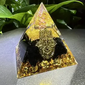 Obsidian Crystal Pyramid Set with 7pcs Healing Crystals, Energy Protector, Chakra Balance, Meditation Decor, Indoor Decoration, Natural Healing Crystal