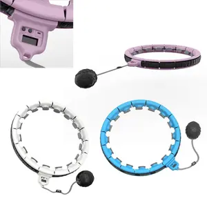 Smart Weighted Hula Hoop with Digital Timer Adjustable Never Falls White Pink Blue Waist Core Toning Low Impact Cardio