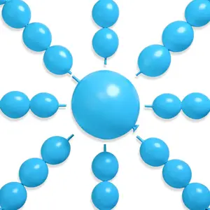 PartyWoo Light Blue Linking Balloons 100pcs 12 Inch Baby Pastel Blue Link Balloons for Baby Shower Wedding Gender Reveal Graduation Mermaid Birthday Pool Beach Party Decorations Blue-W15