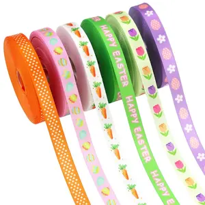 Easter Ribbon Party Decoration, Holiday Gift Wrapping Bow, Cute Bunny and Egg Carrot Design, Adorable Easter Decorations, Gift Wrapping Supplies