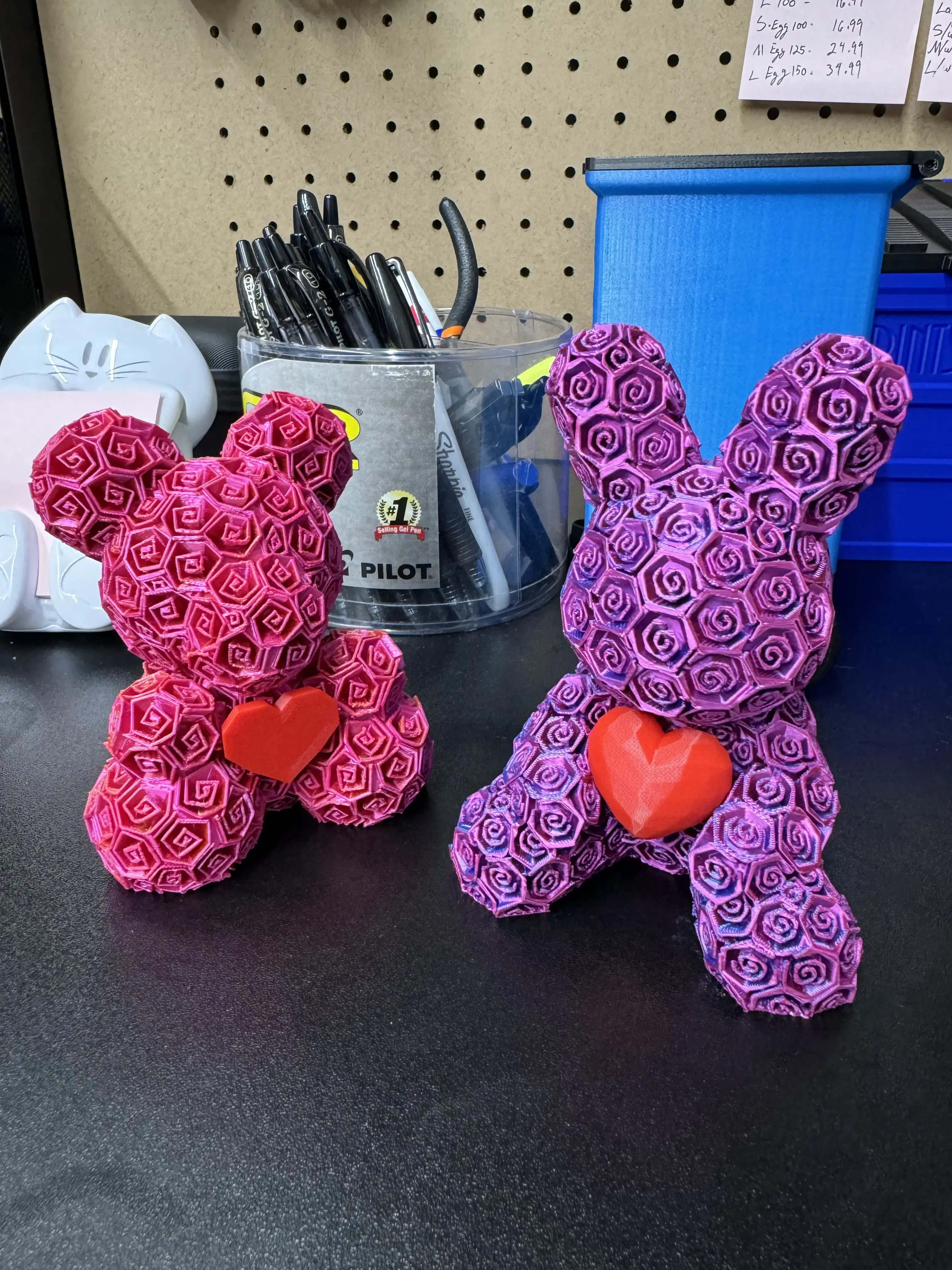 Rose Bear and Rose Bunny Figurine - Love Art for Home Decor - Gift Bouquet
