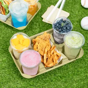 [150 ct] Kraft Drink Carrier with tray, for 4 Cups (10-32 oz), Paperboard