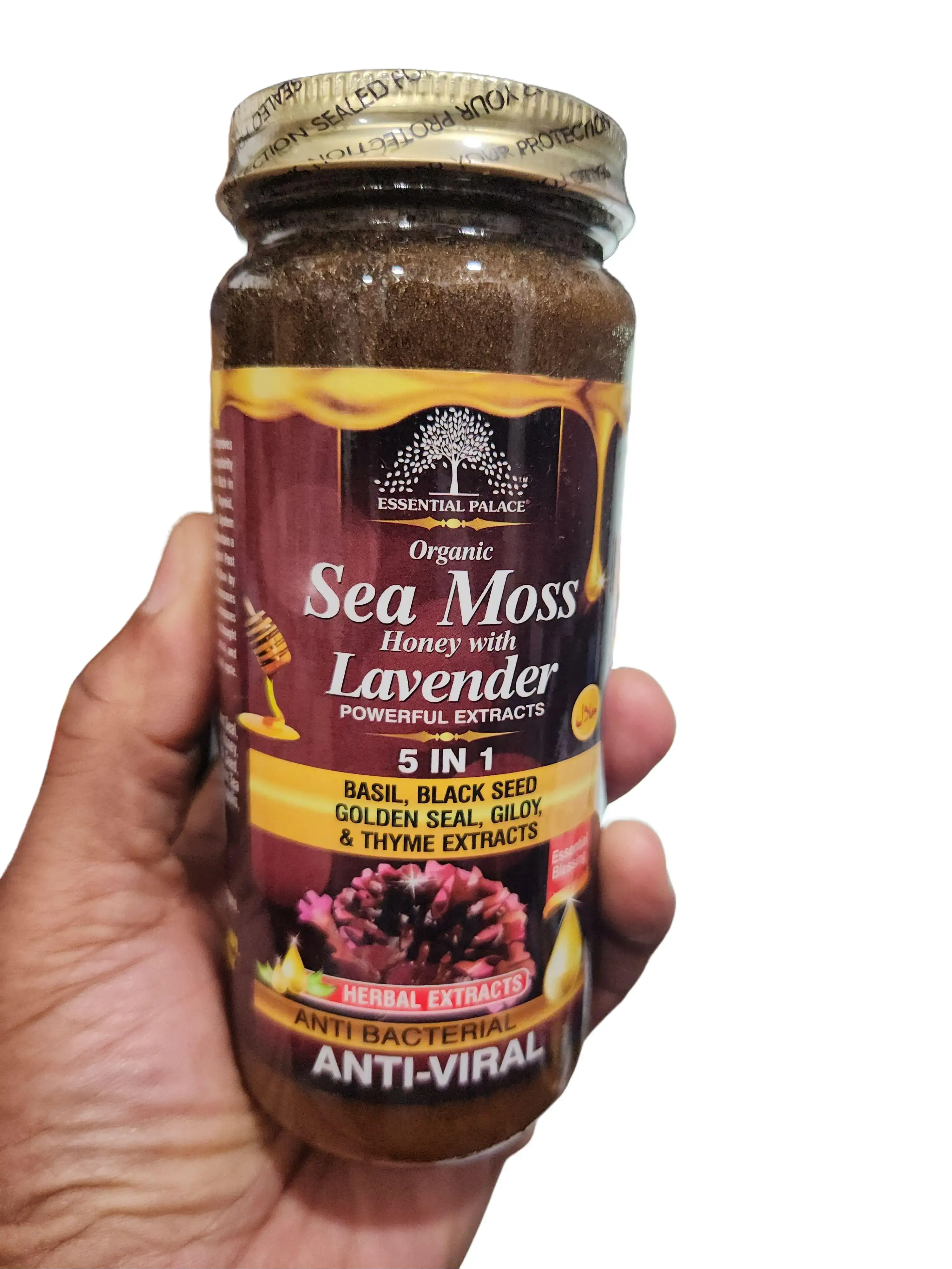 Organic Botanical Sea Moss Manuka Honey with Lavender, Vegetarian Halal Bottle for Adults - 16 fl oz, Organic Manuka Honey, Herbs