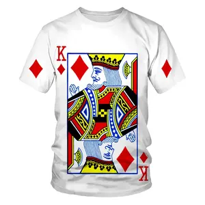 Classic Poker Pattern 3D Printing T-Shirt, Men'S And Women'S Unisex T-Shirt O-Neck Oversized Clothing Short-Sleeved Shirt