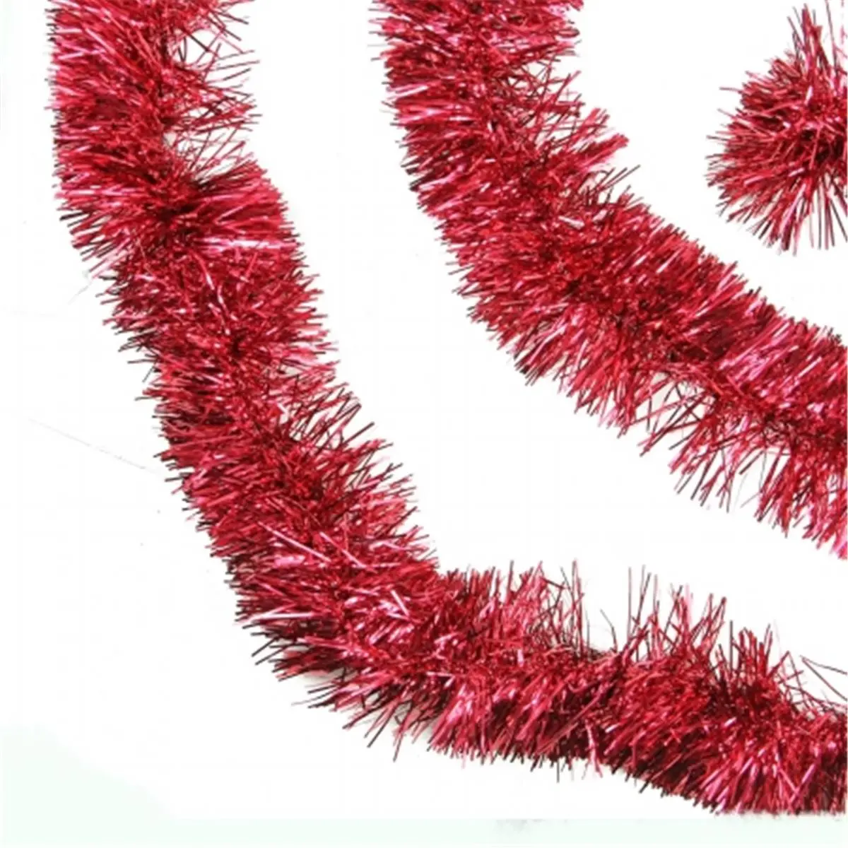 212 MAIN 50 ft. Flame Retardant 4" Wide 6-Ply Shiny Red Unlit Tinsel Foil Garland - Holiday Home Party Decor, Christmas Tree Ornament, Front Door Decoration Gift