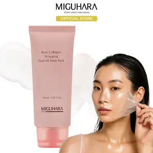 MIGUHARA Rose Collagen Wrapping Peel-Off Mask Pack, Facial Mask with Damask Rose Water, Hydrolyzed Collagen & Botanical Fruit Extracts for Hydrated, Glowing Look & Korean Glass Skin (60ml/2.02 fl.oz.)