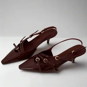 Anika Kitten Heels - Red, Women's Pointed Toe Sandals