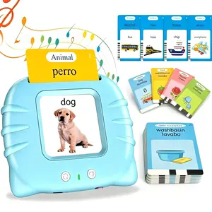 KidGenius Musical Talking Flash Cards | 224 English Spanish Words | Screen Free Preschool Learning Toy for Toddlers 1-8