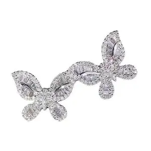 New Butterfly Stud Earrings for Women, S925 Silver Fully Set Creative Butterfly Earrings Jewelry