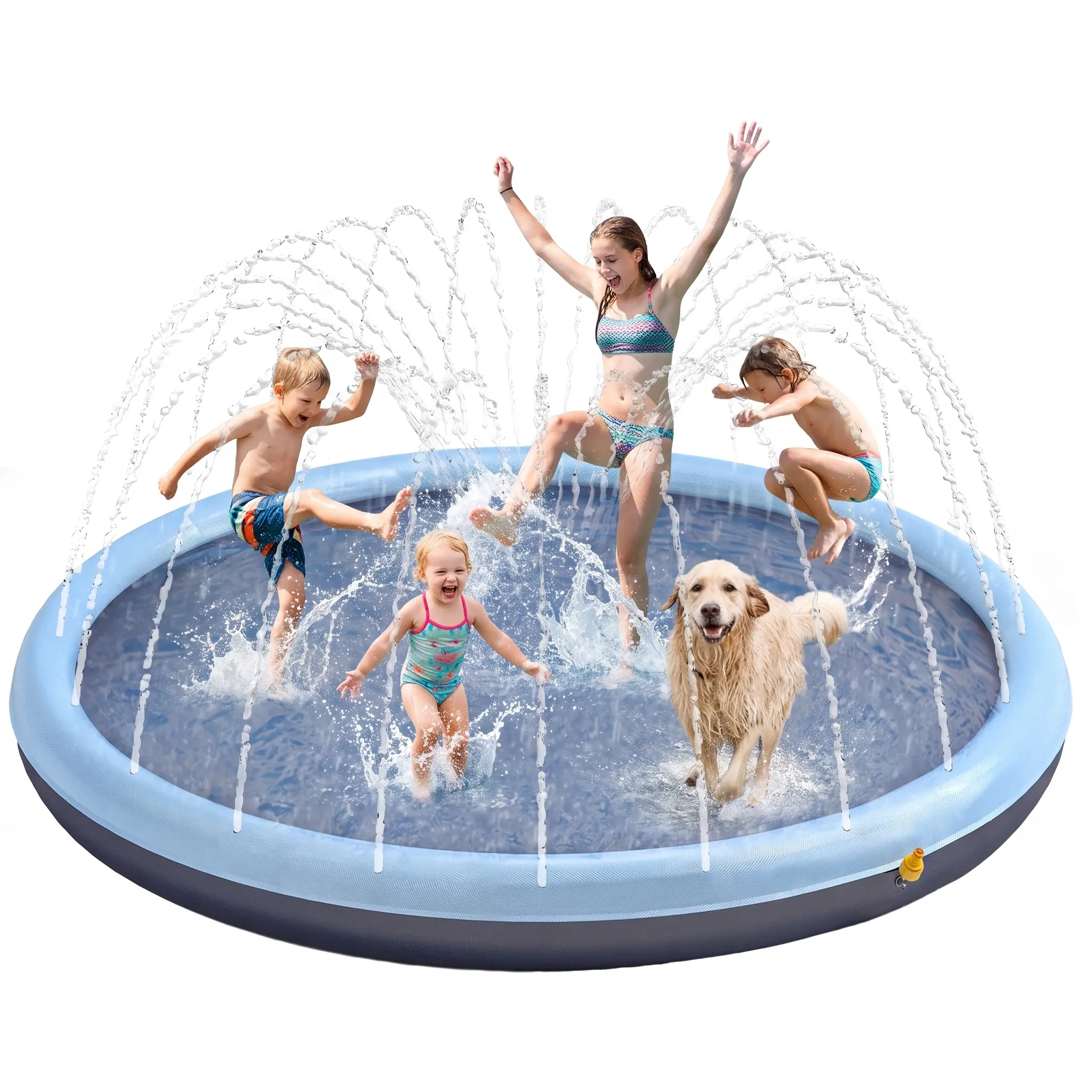 Dog Splash Pad Sprinkler, Non-Slip Durable Splash Pad with Thickened Edges, Easy to Fold & Store, Eco-Friendly Pet Wading Pool for Backyard Summer Fun, Fits Dogs and Children, Summerwins