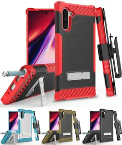 Case with Clip for Galaxy Note 10, Tri-Shield [Military Grade] Rugged Cover with Metal Kickstand [Includes Wrist Strap Lanyard + Belt Hip Holster] for Samsung Galaxy Note 10 Phone (SM-N970, SM-N971)