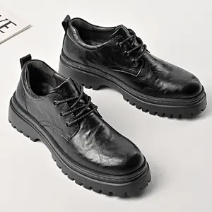 UYCEKK Men's  British Style Business Casual Sneakers - Low-Top Round Toe All-Season s with  Sole &, Comfortable for Office, Smart-Casual Wear, Easy to Match (Solid Color) - Lace-Up Closure