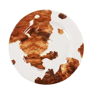 Elsa Cowhide Melamine Salad Plates, Set of 4