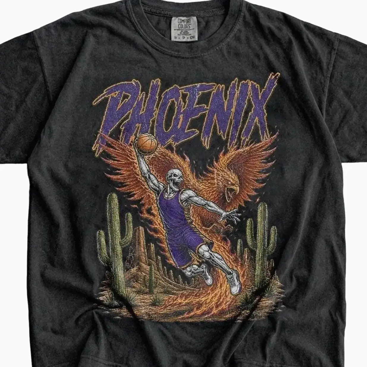 Phoenix Basketball Skeleton Vintage Shirt, Gift For Phoenix Fan Basketball, Game Day Unisex Comfort Colors