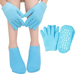 Moisturizing Gel Socks and Gloves Spa Gloves and Socks Set Skin Care Winter Socks for Dried Cracked Feet and Hands Pink Masks Moisturizer Hydrate Moisture Hydrating Nail Intensive
