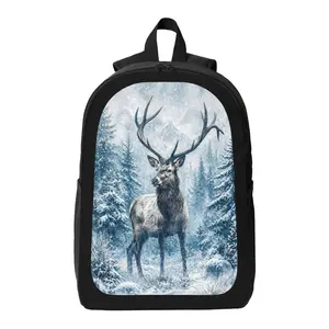 Deer Print Pattern Backpack Lightweight Casual Backpack with Zip Closure Adjustable Straps, Applicable to for Women and Men
