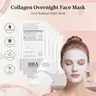 【HRA Official】Collagen Face Mask - Overnight Hydrating Tightening Jelly Mask for Female All Skin Types, Anti-Wrinkle, Pore-Refining, Absorbable Hydrolyzed Collagen, Becomes Transparent, 1.06oz(30g)x5 Night Routine, Glowing Skin, Free Samples
