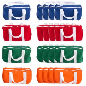 10" x 8" Small Blue, Red, Green & Yellow Canvas Duffle Bags - 12 Pc.