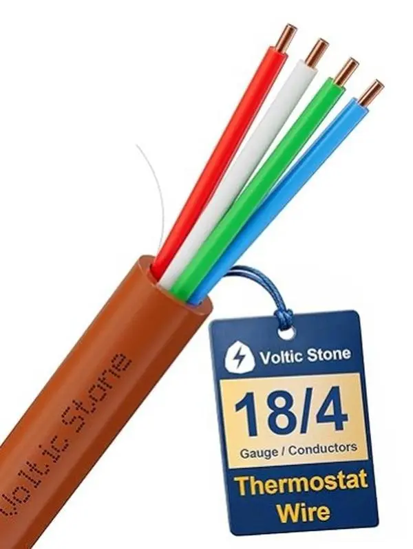 18/4 Thermostat Doorbell HVAC Wire, True Gauge 18 AWG 4 Conductor Solid Copper Control Cable, ETL Listed CL3R/CMR Riser Rated Flame-Retardant, RoHS, for 0-30V Low Voltage Systems - 50FT