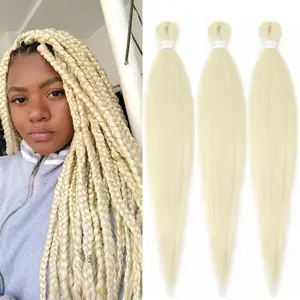 613 Blonde Braiding Hair Pre stretched 30 Inch 3 Packs Pre-stretched Braiding Hair EZ Braid Yaki Texture Synthetic Hair Extensions for Crochet Box Braids