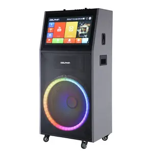 Dolphin KB-18R All-In-One Karaoke Sound System with 18.5" Touchscreen, Android 12, Bluetooth, & 80W RMS Audio Speakers Rechargeable Smartphone