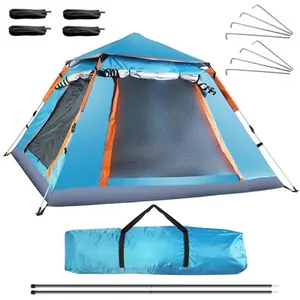 4-5 Person Camping Tent Outdoor Foldable Waterproof Tent with 2 Mosquito Nets Windows Carrying Bag for Hiking Climbing Adventure Fishing